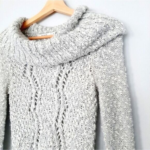 RICKI'S Cable Knit Cowl Neck Sweater Top Grey Sz S - Picture 3 of 8